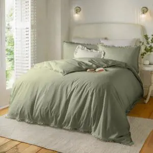 Wylder Tily Ruffle Sage Green Duvet Cover Set